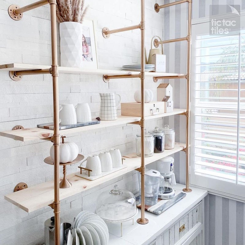 Tic Tac Tiles 4-Sheets Peel and Stick Self Adhesive Stick On Kitchen Backsplash Bathroom 3D Stone Tiles (Natural White) - Image 5